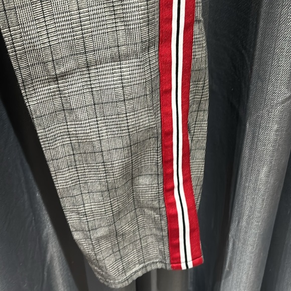Men’s Highland Gray Plaid Pants with Red Stripe-Regular Fit - Picture 3 of 5